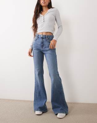 Mango Violeta 100% Cotton Flared Jean In Blue