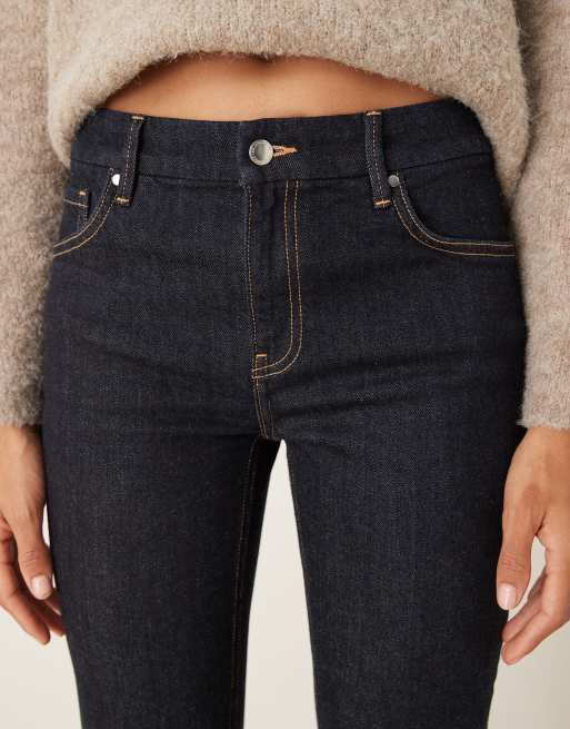 Mango Violeta 100% cotton pleat front flared jeans in indigo ASOS