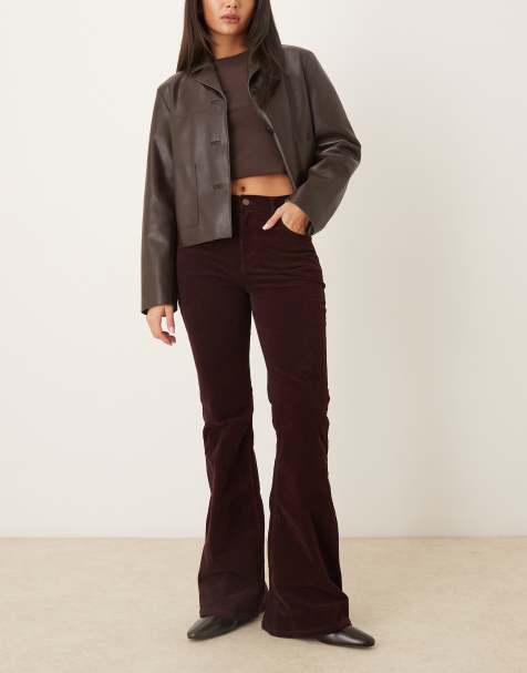 Mango Violetav 100% cotton flared jean in burgundy - view 1