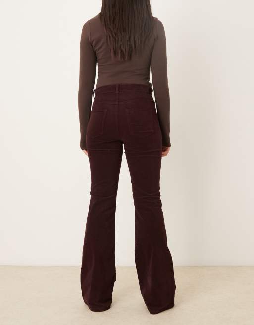 Mango Violetav 100% cotton flared jean in burgundy, 2 of 5