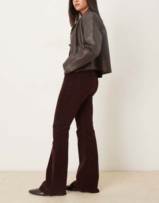 Mango Violetav 100% cotton flared jean in burgundy, 3 of 5