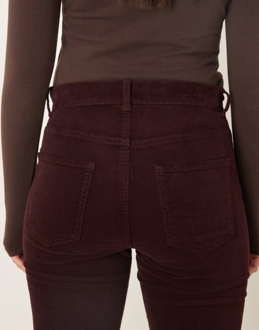Mango Violetav 100% cotton flared jean in burgundy, 4 of 5