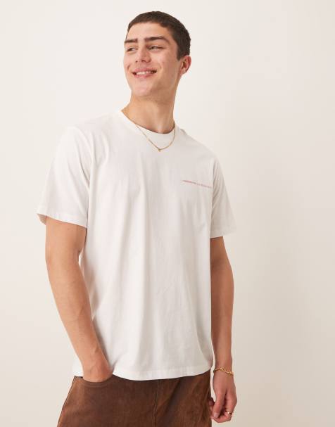 Mango – Vit, avslappnad t-shirt med tryck baktill - view 1