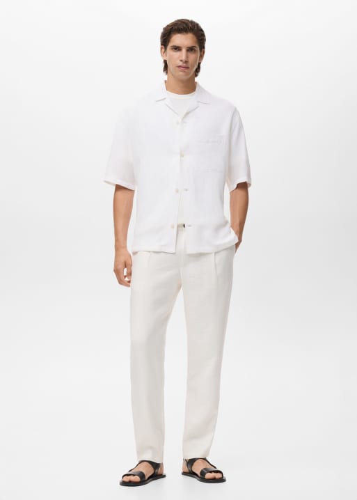 Mango – Vit, finstickad t-shirt i bomullsmix, 3 av 4
