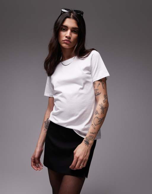 Mango – Vit t-shirt med rund halsringning