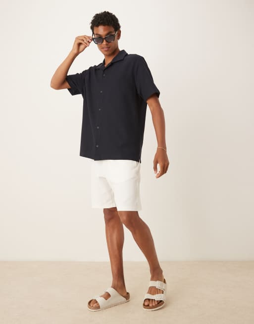 Mango – Vita finshorts i jersey med dragsko