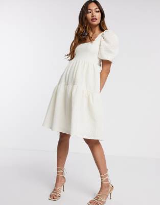 white tiered smock dress