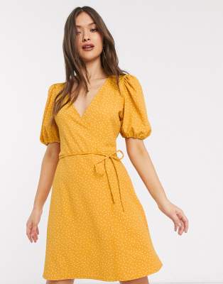 mango yellow polka dot dress