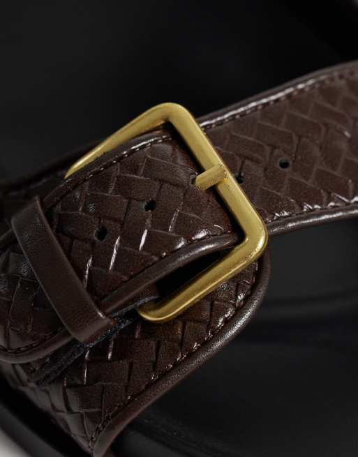 Mango vævet sandal i imiteret læder med flad sål i brun, 4 af 4