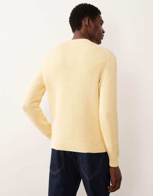Mango waffle knit crew neck jumper in butter yellow, 2 of 5