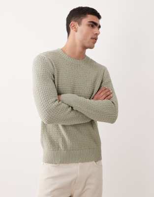 Mango waffle knit sweater in sage green sage green 15390₽
