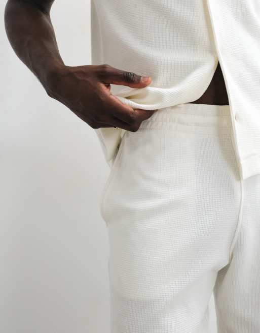Mango waffle textured short co-ord in ecru, 4 of 5