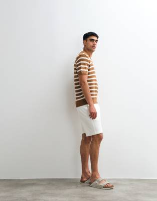 Mango Waffle Textured Shorts In White