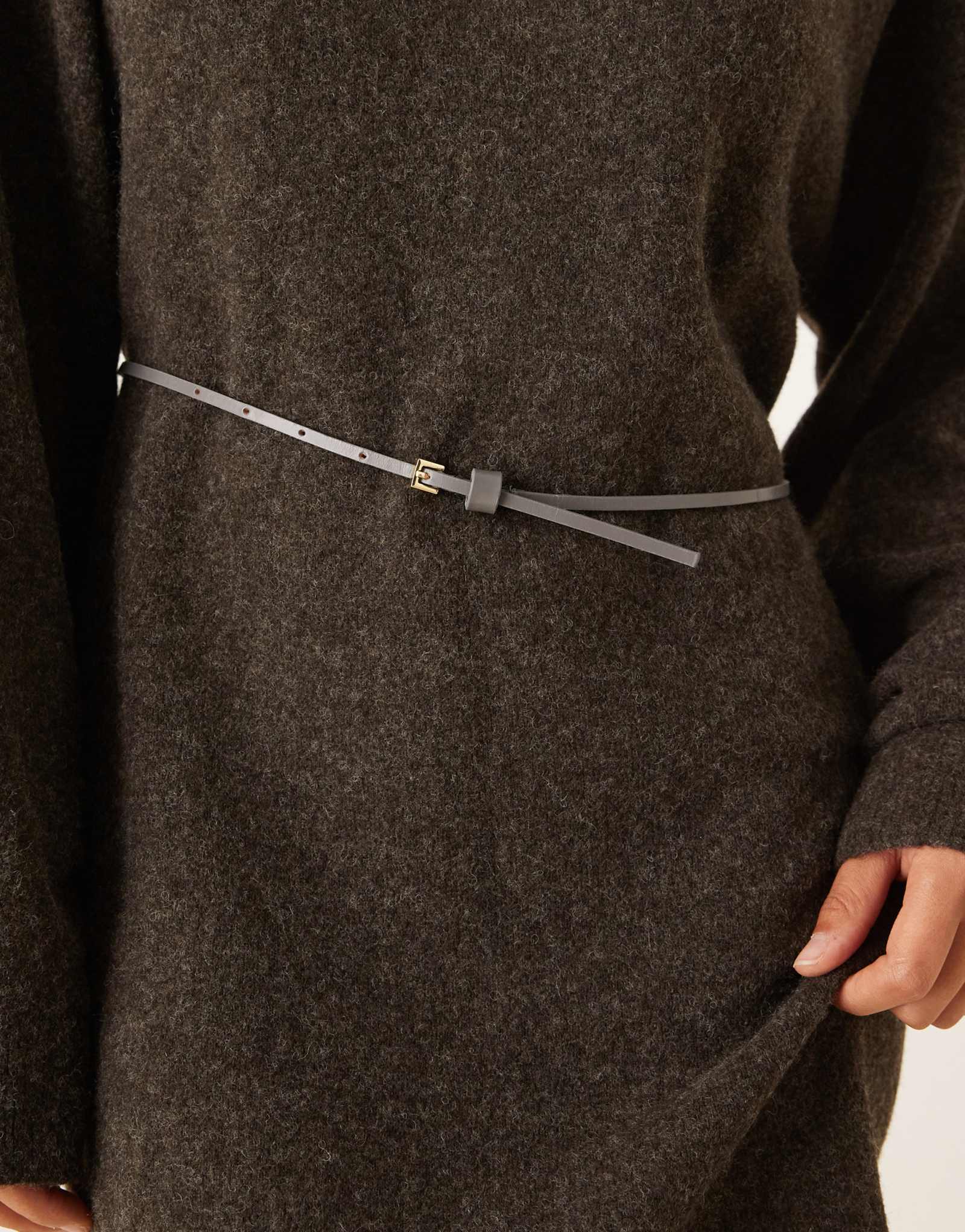 Поясной ремень Mango светло-серого цвета