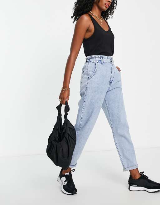 Mango waist detail slouchy jean in blue