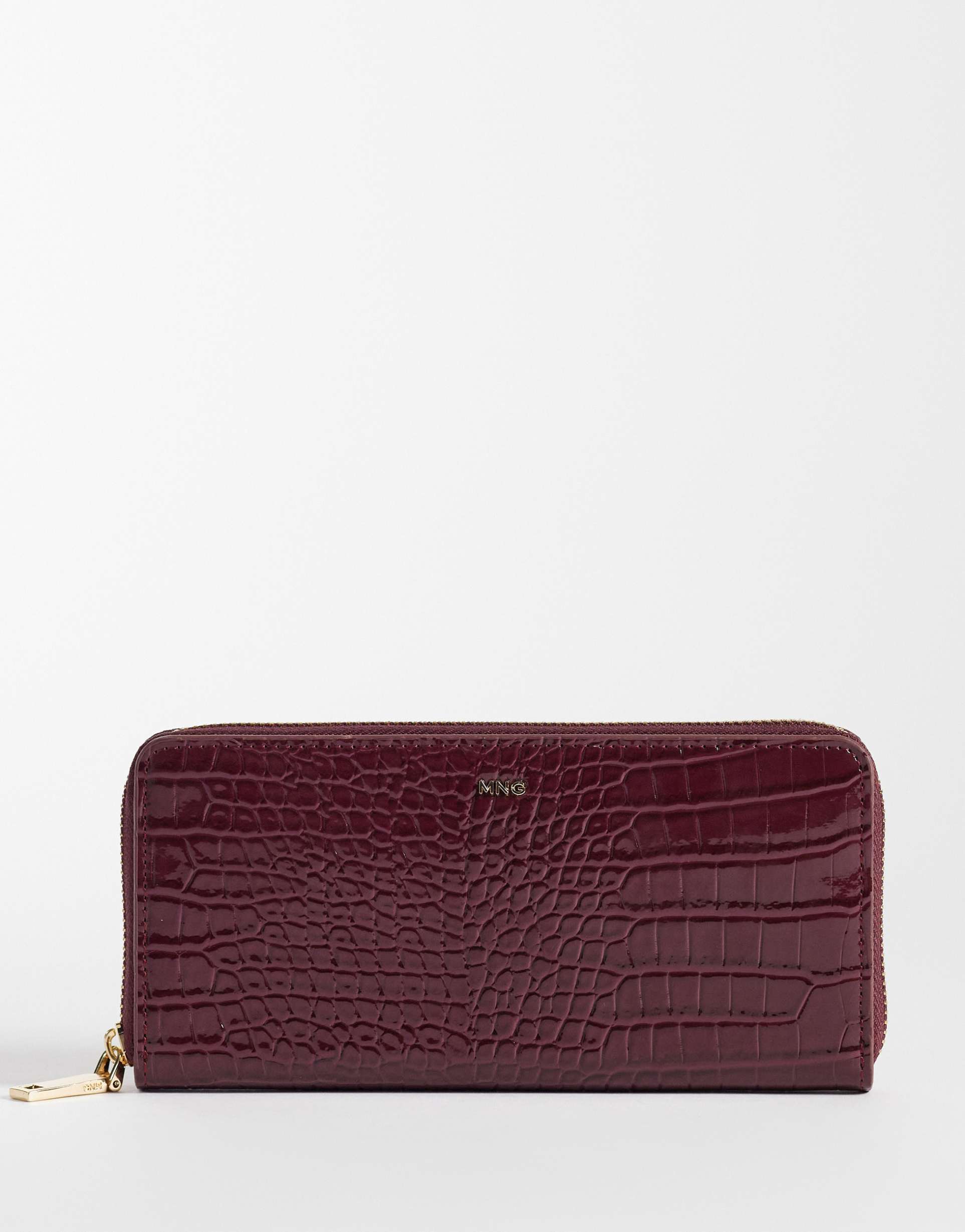 mango wallet in red croc