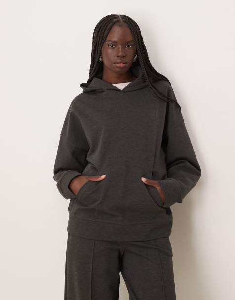 Mango Wasabi jersey hoodie in charcoal - part of a set - view 1
