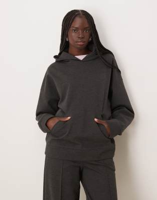 Mango - Wasabi - Jersey-Kapuzenpullover in Anthrazit, Kombiteil-Grau