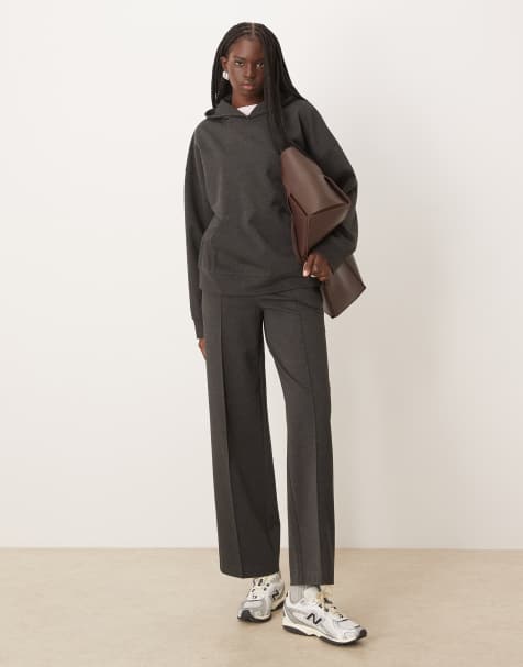 Mango Wasabi jersey tailored trouser and hoodie co-ord in charcoal - view 1