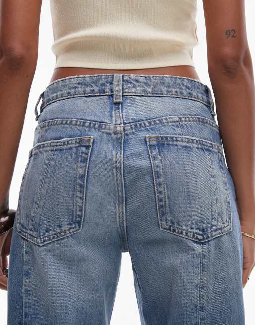 Mango washed front straight leg co-ord jeans in light blue, 4 of 5