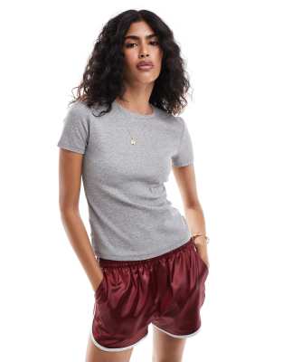 Mango Washed Rib Baby T-shirt In Gray