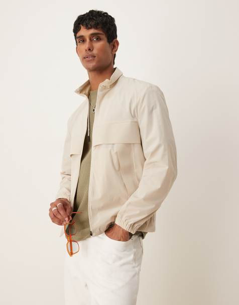 Mango water repellent quarter zip jacket in light beige - view 1