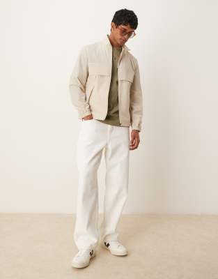 Mango Water Repellent Quarter Zip Jacket In Neutral