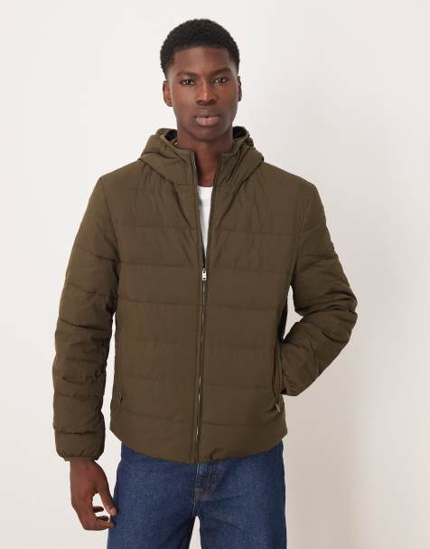 Mango – Wattierte Jacke in Khaki mit Kapuze - view 1