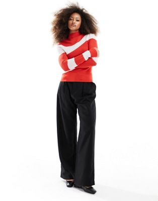 Mango wave stripe jumper in red and white