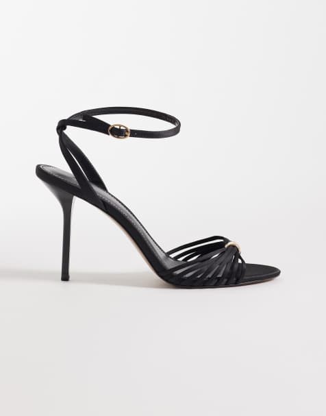 Mango weaved embellishment high heels in black - view 1