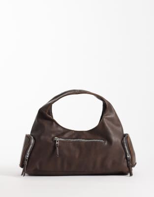 Mango - Weiche Tasche aus Kunstleder in Braun mit Vintage-Optik-Brown