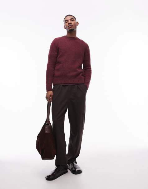 Mango – Weicher Pullover aus Wollmix in Burgunderrot - view 1