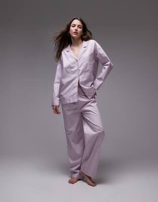 Mango - Weit geschnittene Pyjama-Hose aus Baumwolle in Rosa, Kombiteil