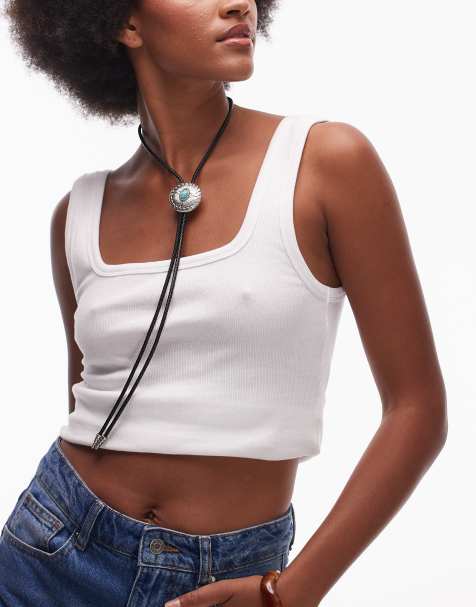Mango western bolo tie necklace in black - view 1