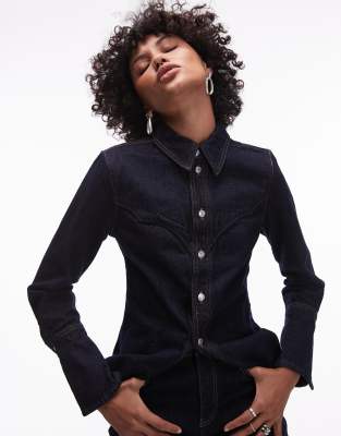 Mango western shirt in dark blue - part of a set