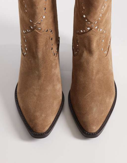 Mango - Westernlaarzen met versiering in bruin, 2 van 4
