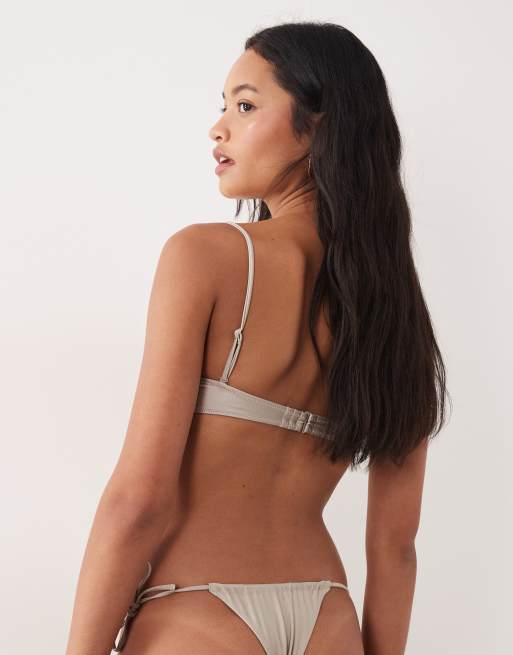 Mango – Wiązany po bokach dół od bikini w kolorze szampana, 2 z 4
