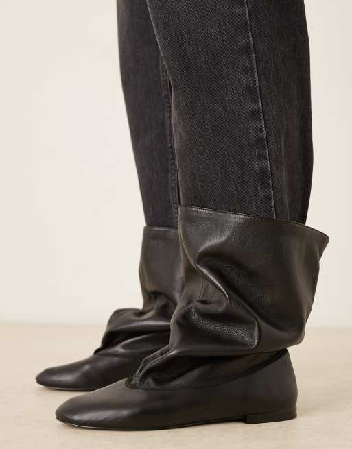 Mango wide ankle boots in black