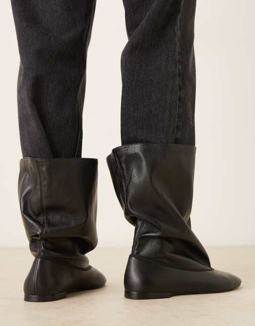 Mango wide ankle boots in black