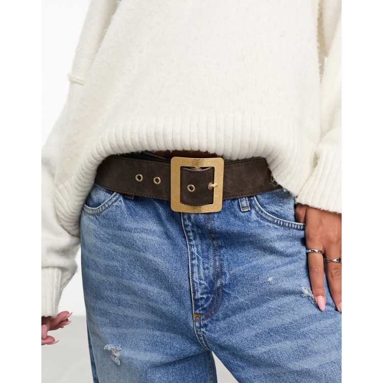 Mango wide belt in brown | ASOS