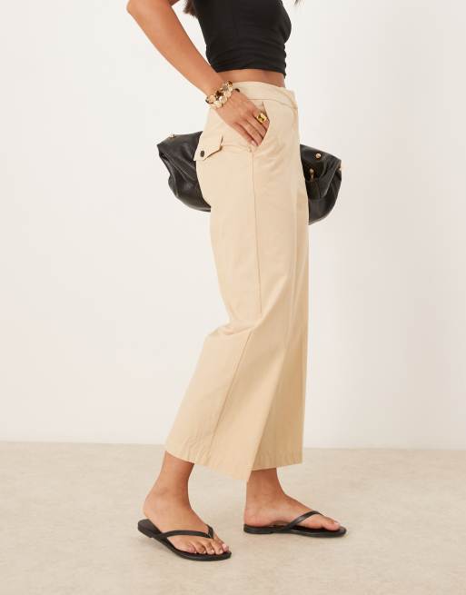 Mango wide fit trousers with pleat in cream, 3 of 5
