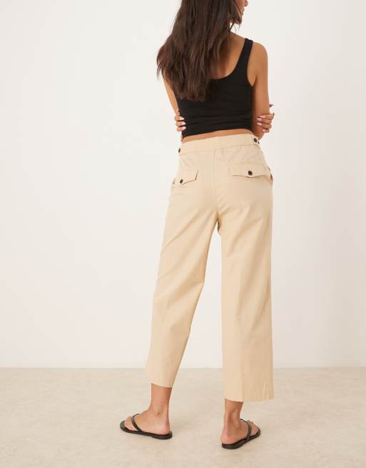 Mango wide fit trousers with pleat in cream, 4 of 5