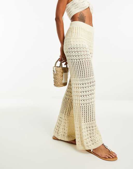 Mango loose fit flare pants in beige