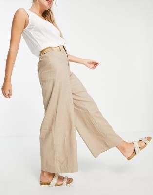 light beige wide leg trousers