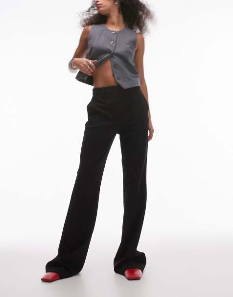 Mango wide leg flare trousers in black - view 1