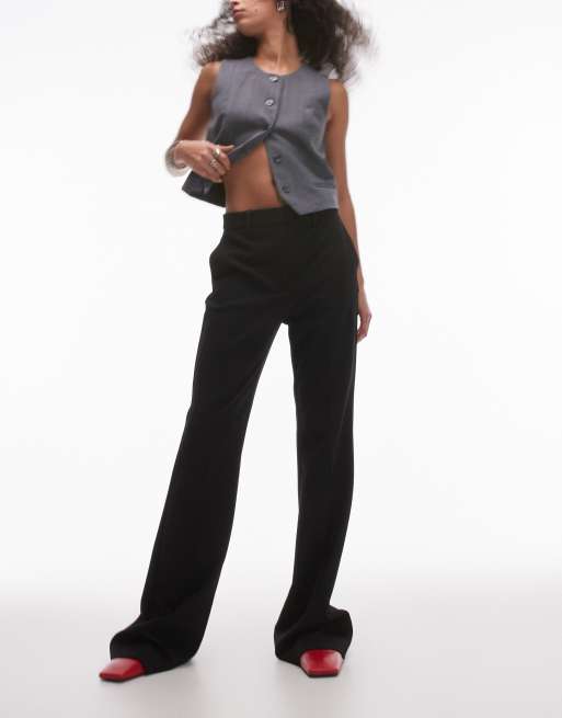 Mango wide leg flared pants in black