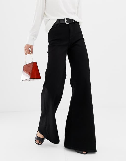 Mango wide leg jeans in black | ASOS