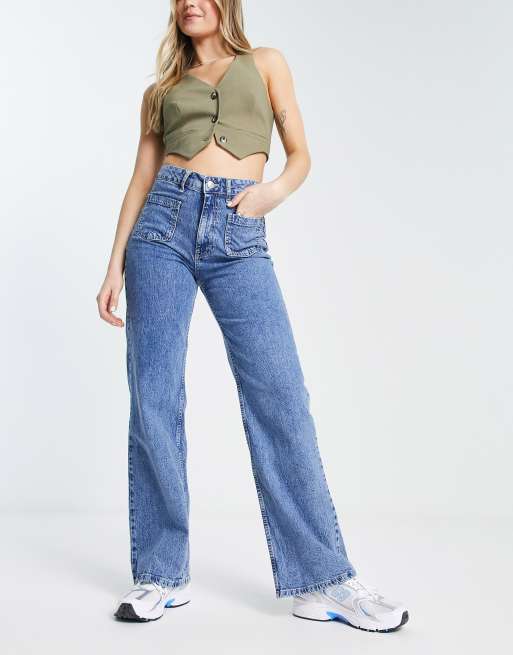 Mango wide leg jeans in blue