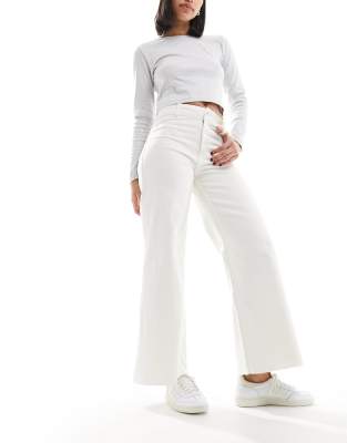 Mango Wide Leg Jeans In White