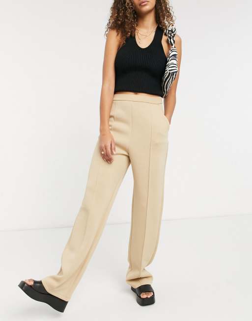 Mango wide leg lounge pant in beige ASOS